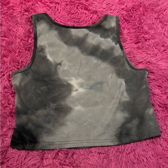 Grunge Punk Tie Dyeing Eye & Hand Print Letter Graphic Ribbed Tank Top - Picture 3 of 3